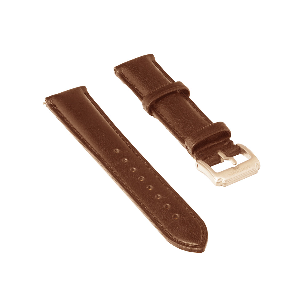 Brun skinnreim med Von Doren logo gravert på spennen.