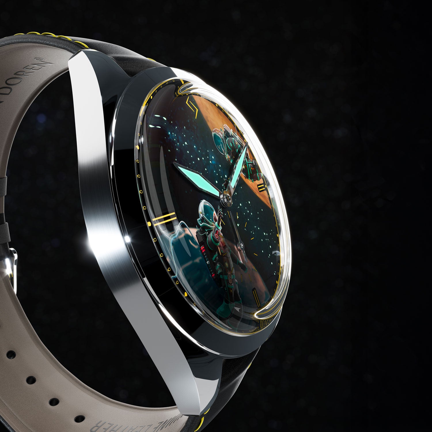 The Conservation klokken fra siden med mørk bakgrunn