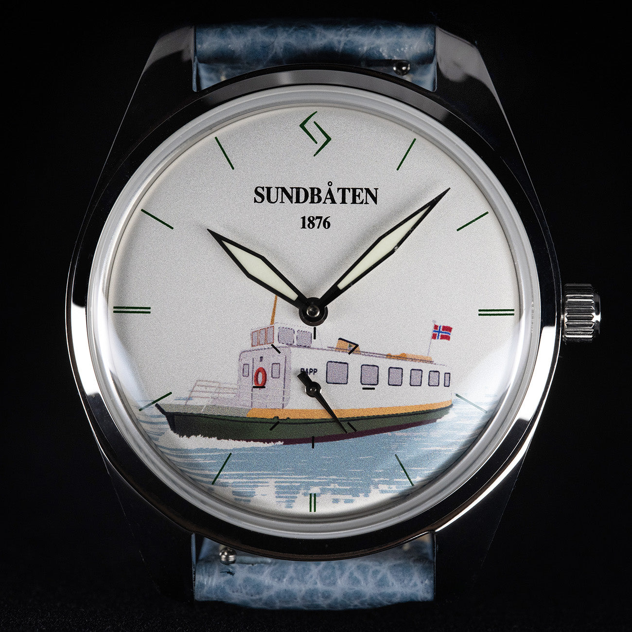 Klokkeskive med Sundbåten avbildet