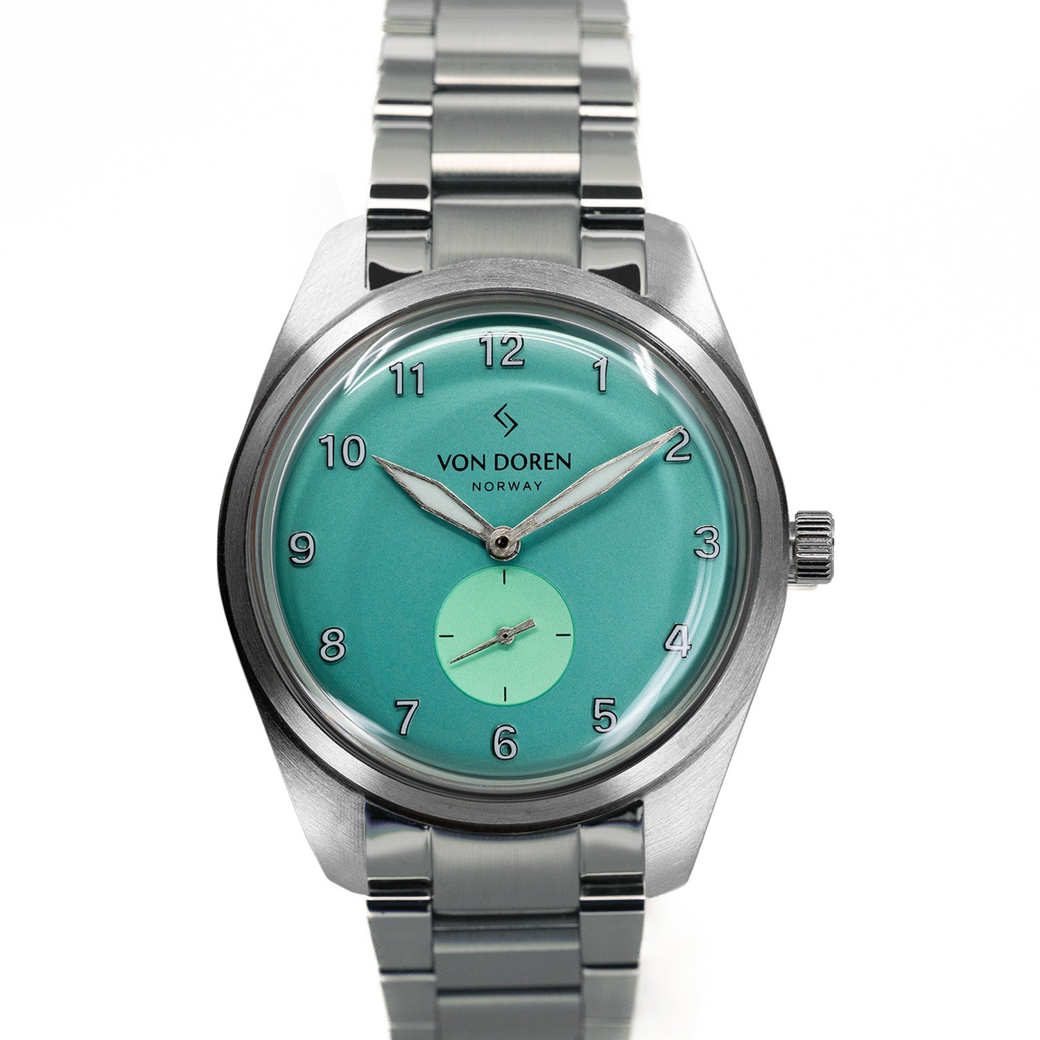 Von Doren Runde Candy. Mintgrønn klokkeskive med stållenke.
