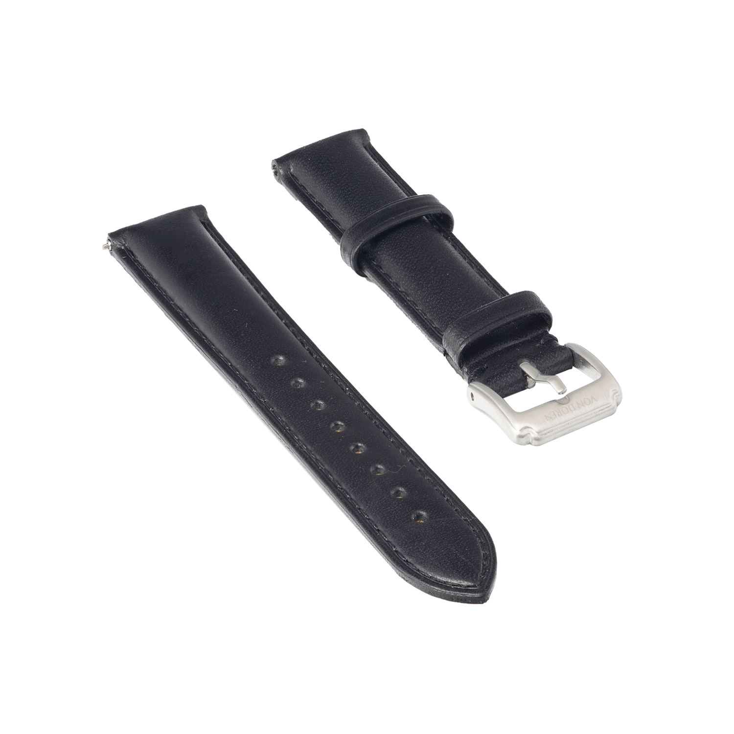 Sort skinnreim med Von Doren logo gravert på spennen.