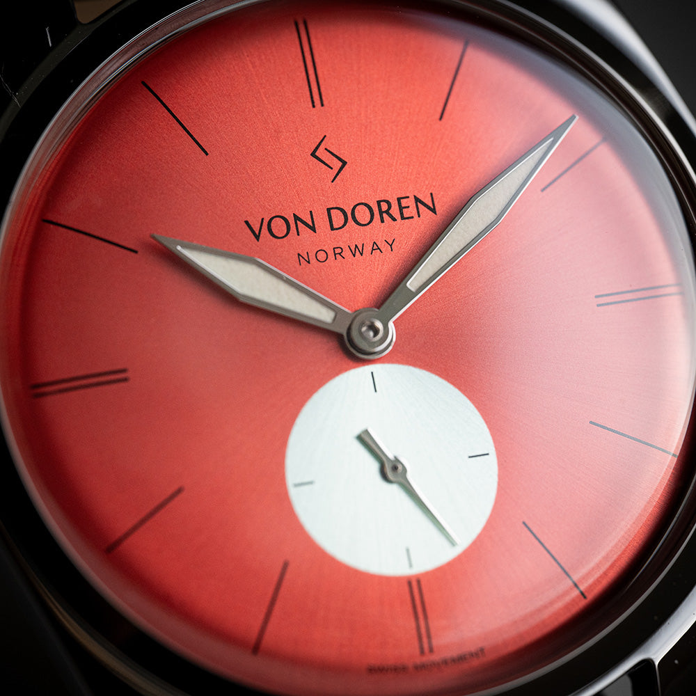 Clouse up av skiven til Von Doren klokken, Runde Chili.