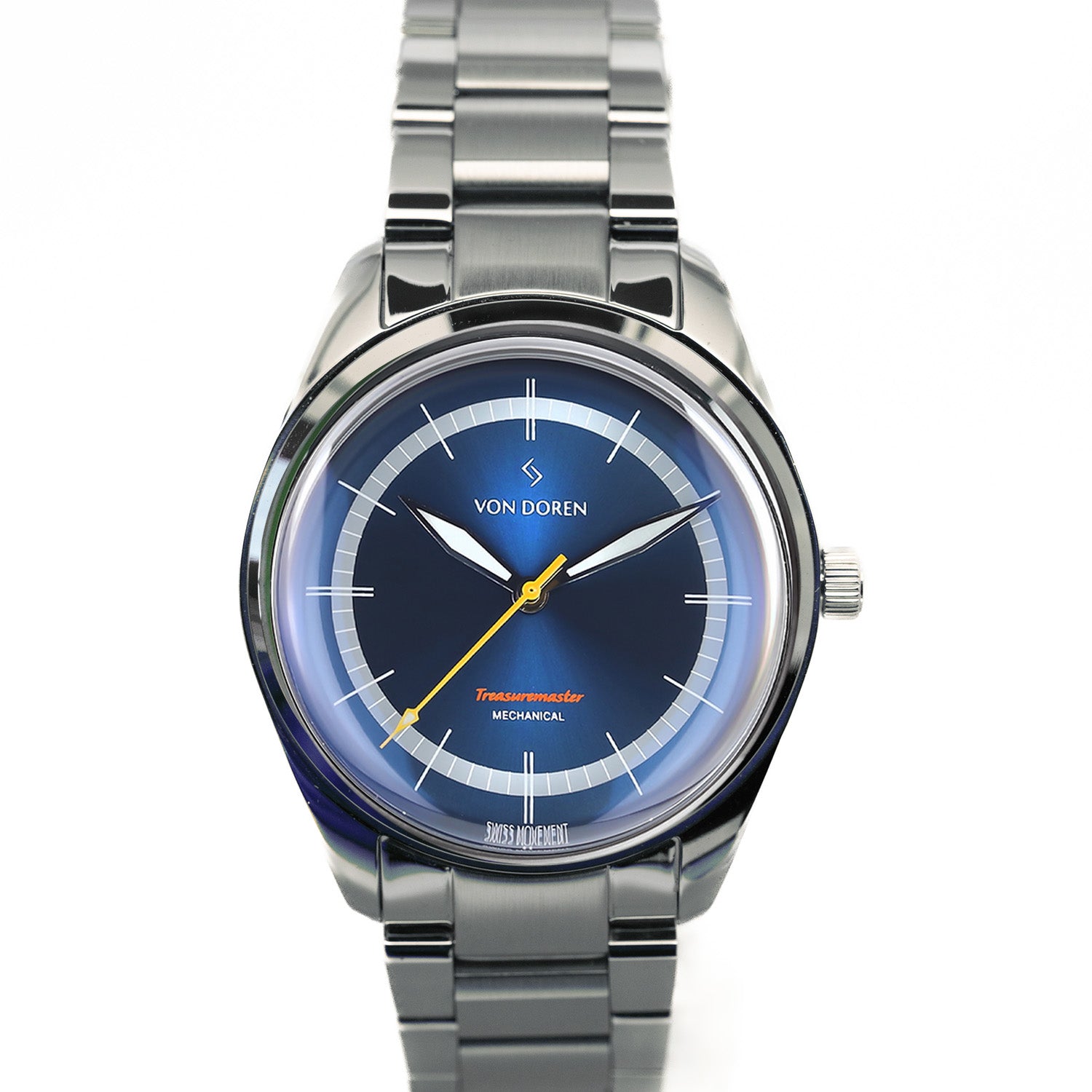 Von Doren Treassuremaster. Blå klokkeskive med stållenke.