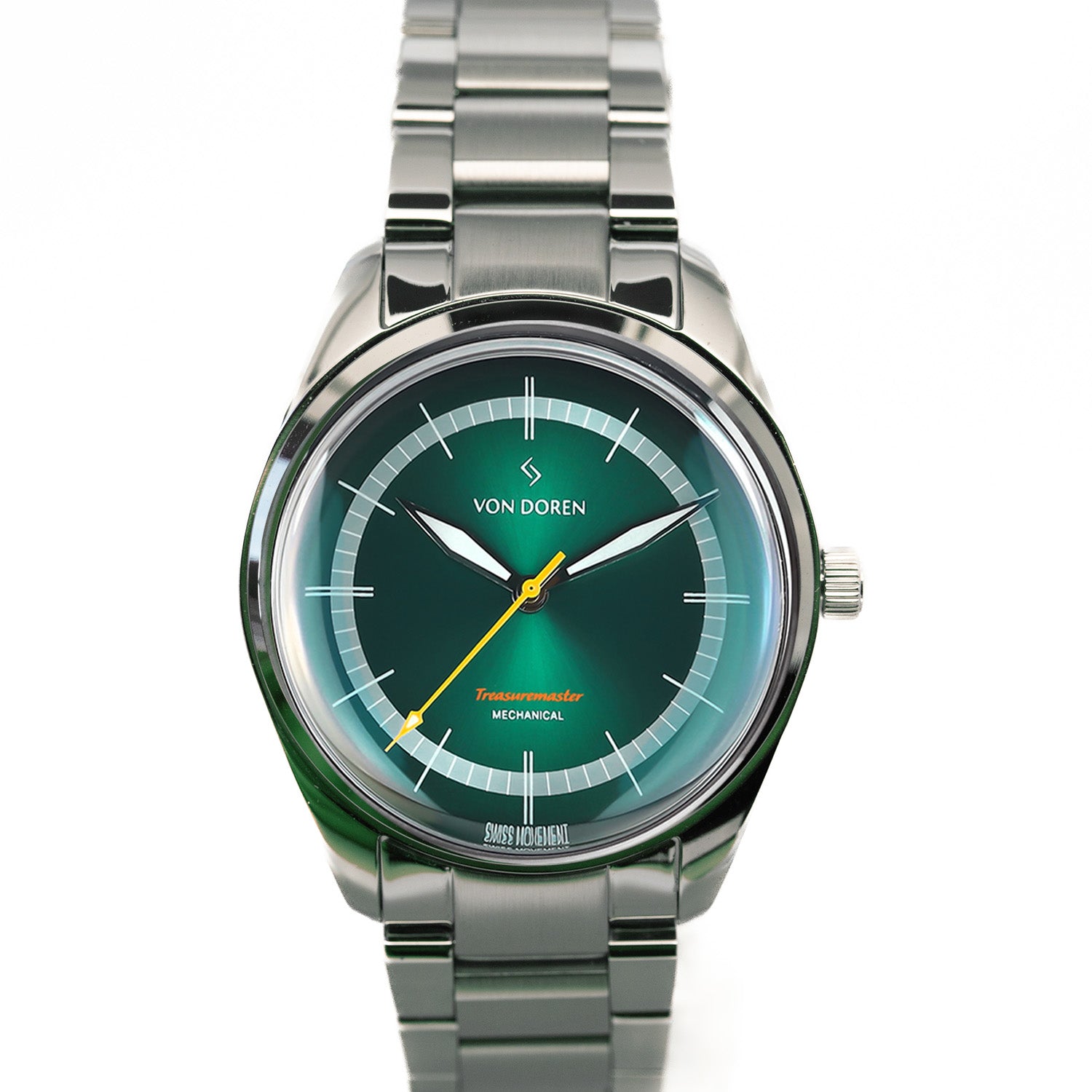Von Doren Treassuremaster. Grønn klokkeskive med stållenke.
